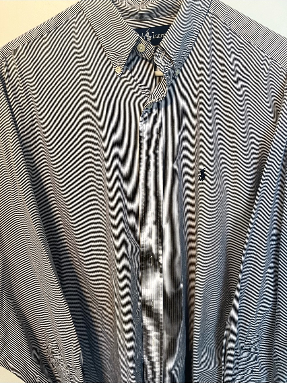 Ralph Lauren Men's Navy and White Pinstripe Button-Down Shirt
